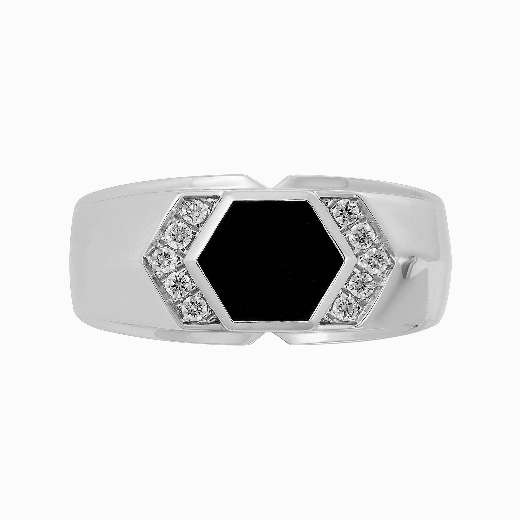 Ring.☆.。.:*・° Octagen Black Onyx and Diamond Men's Ring in 925 Silver