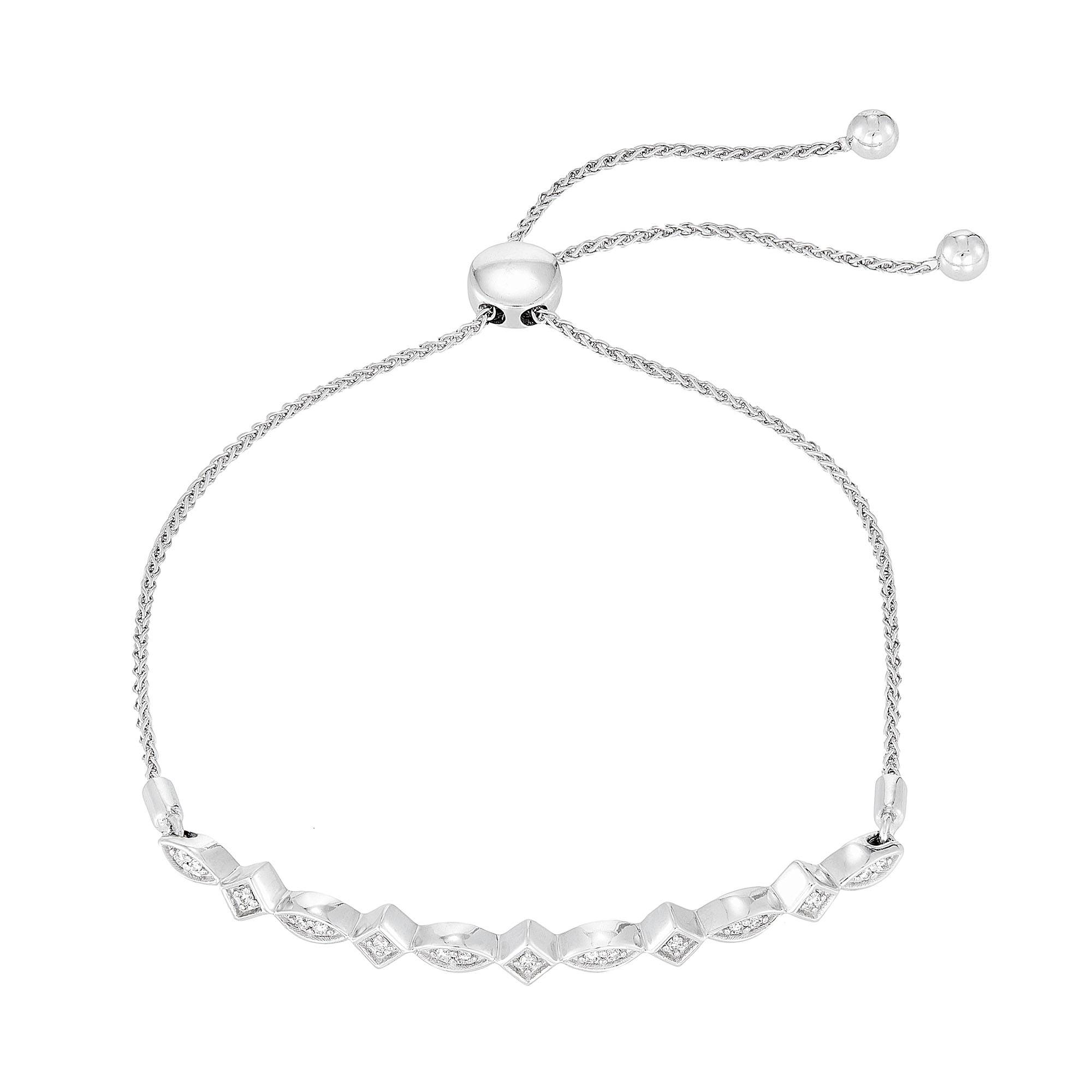 Round Diamond Bolo Bracelet in 375/9K White Gold 67747(W)