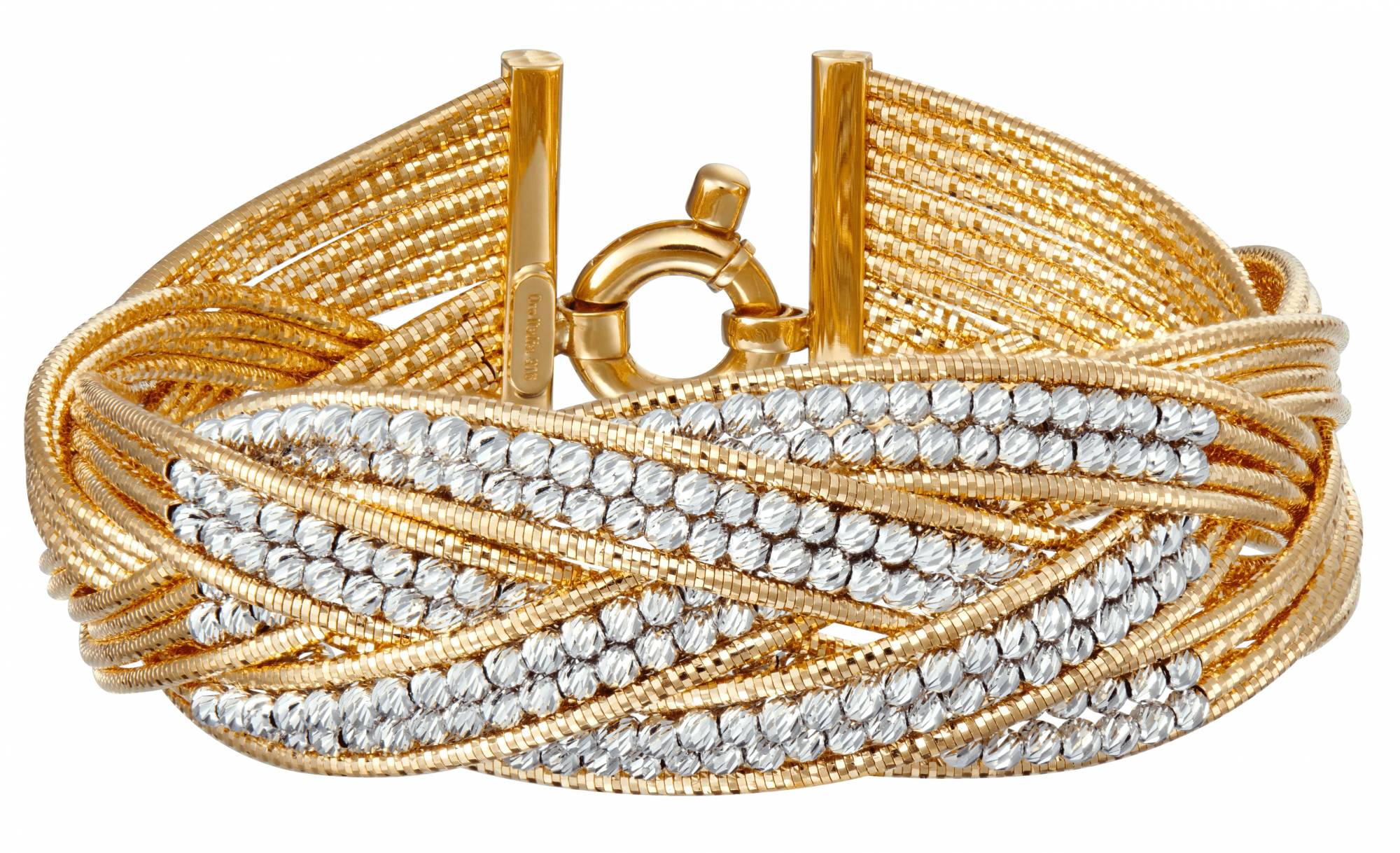 Oro Italia 916 Bassano White and Yellow Gold Bangle (56.30G