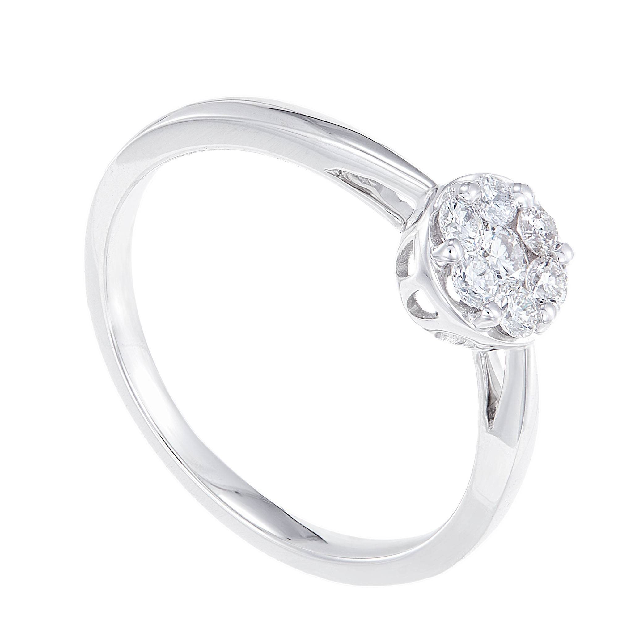 Adore Reverse Tapered shank Round Diamond Ring in 375/9K White Gold