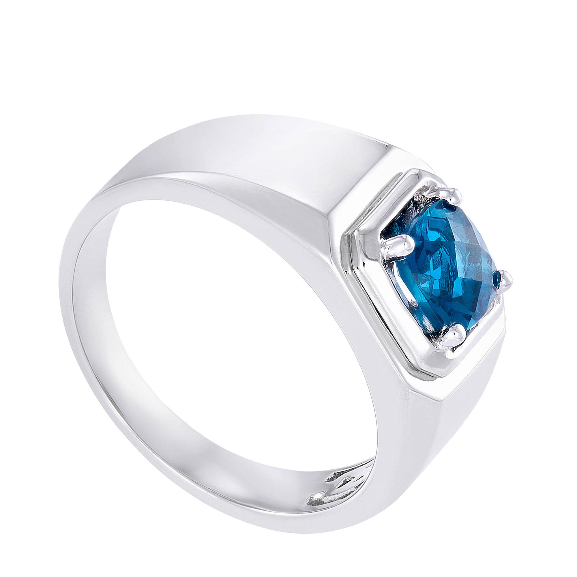 Emerald Cut London Blue Topaz Men's Ring in 925/Palladium A05480222(PLD