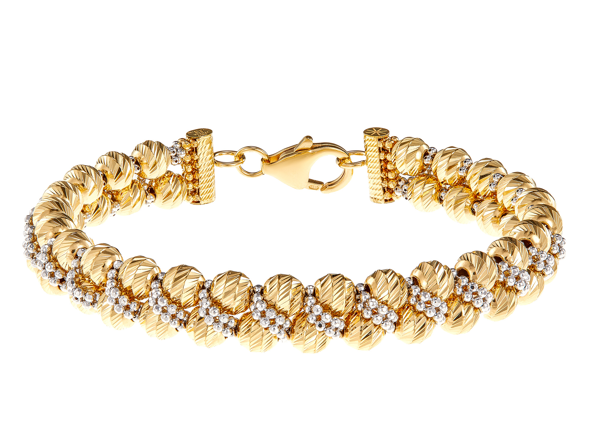 Oro Italia 916 Stella White and Yellow Gold Bangle (19.35G) GB8458-BI