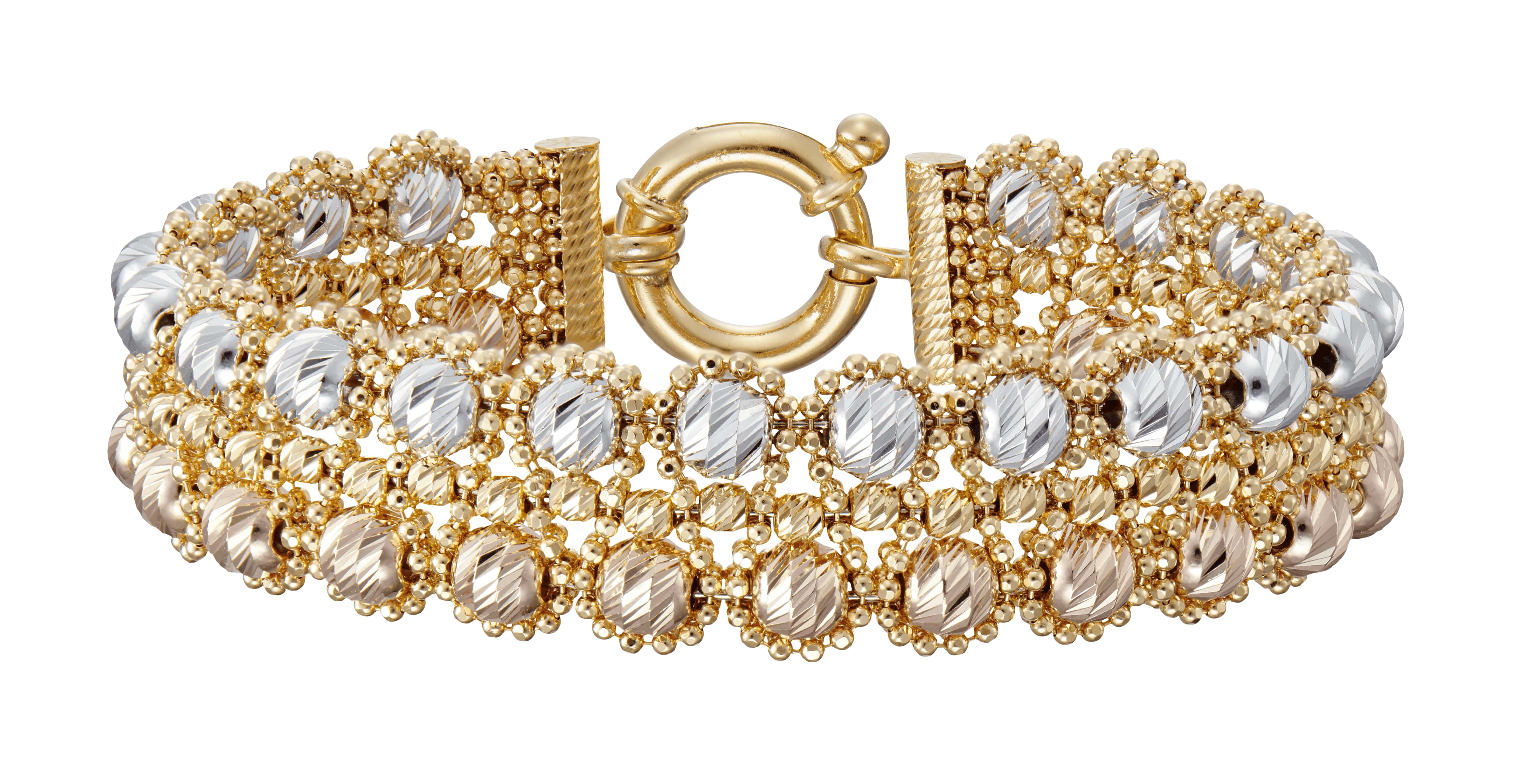 Oro Italia 916 Stella White, Yellow and Rose Gold Bangle (29.67G