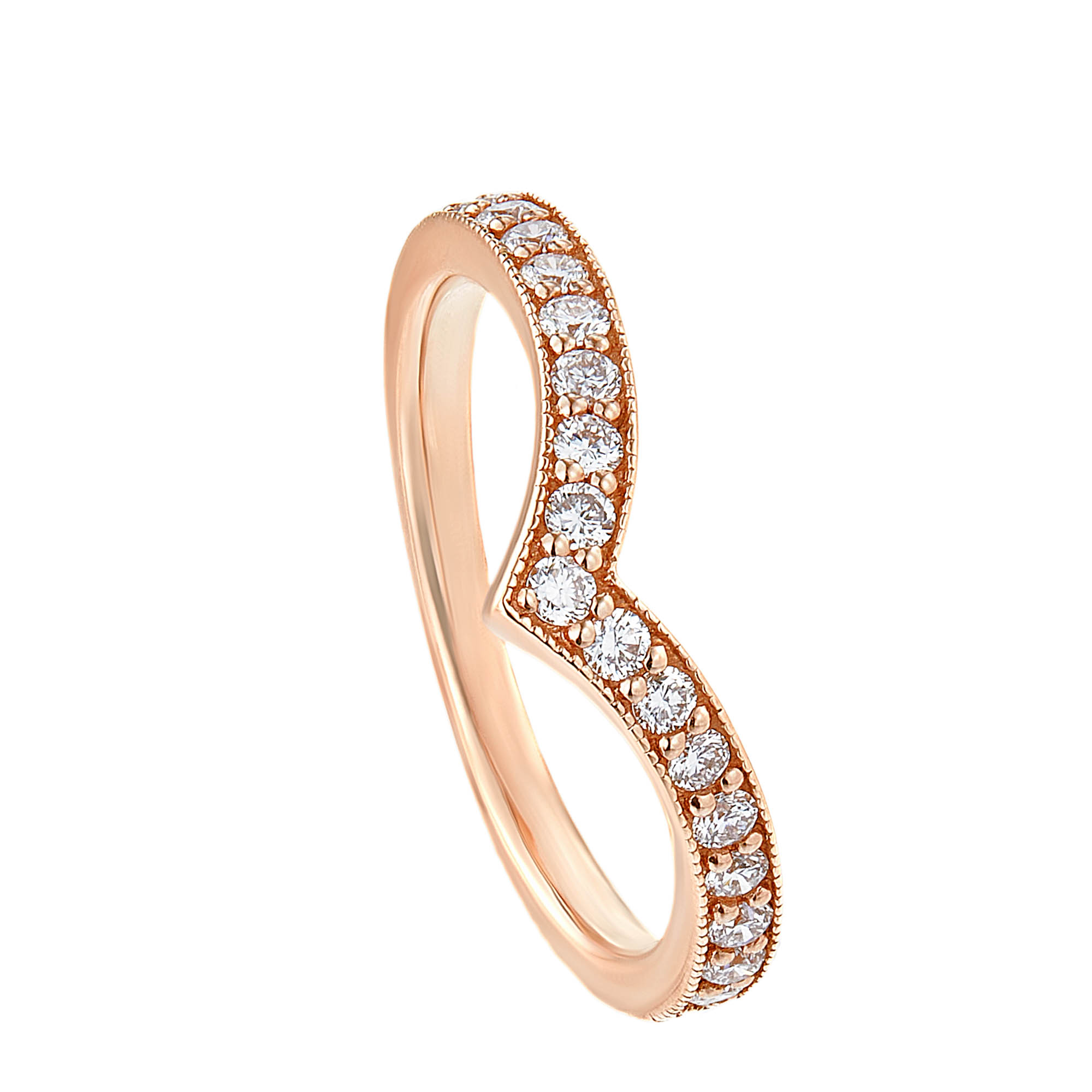 V Collection Round Diamond Ring in 375/9K Rose Gold 258650520 HABIB
