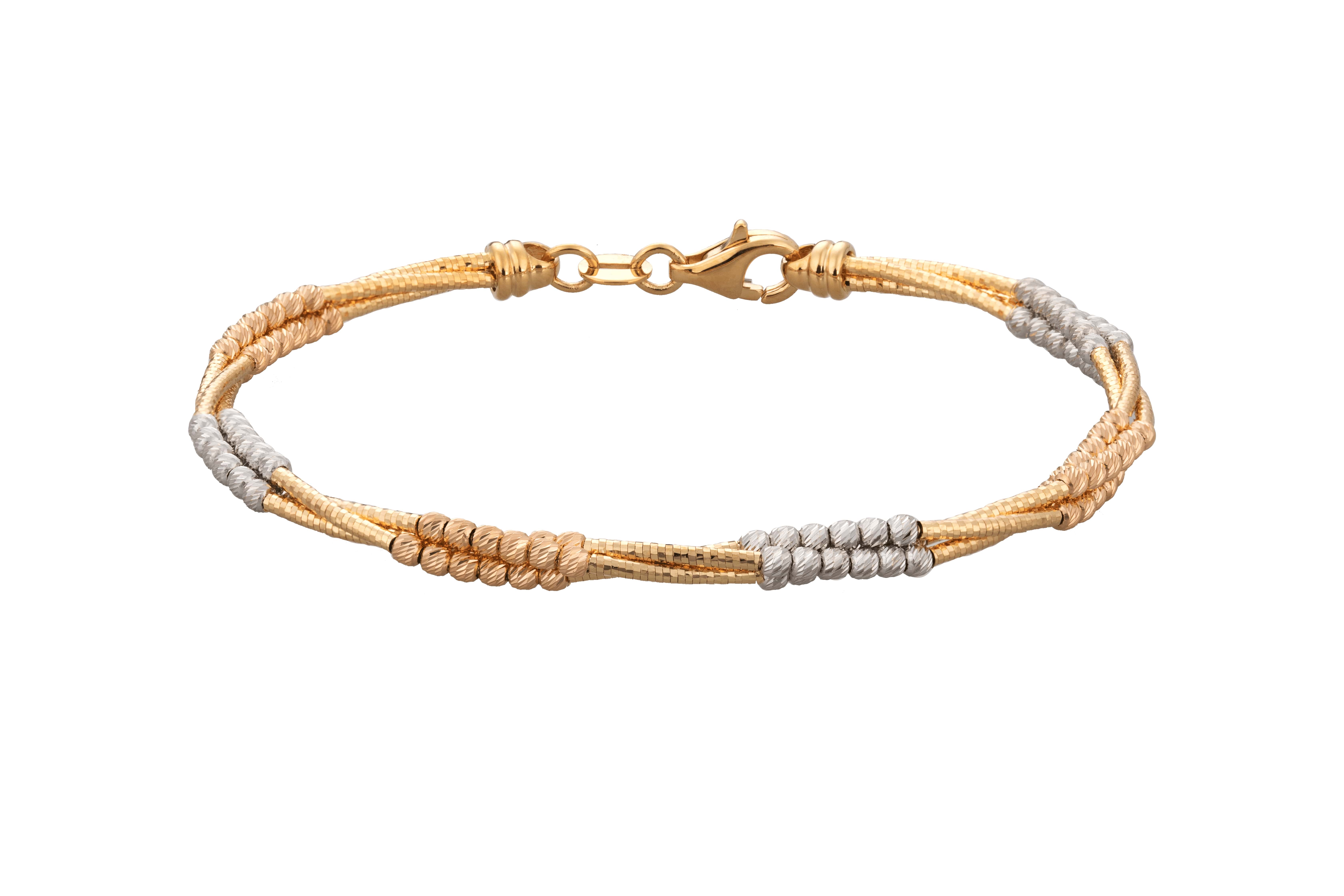 Oro Italia 916 Cavo White, Yellow and Rose Gold Bangle (11.83G) GB8447-TI